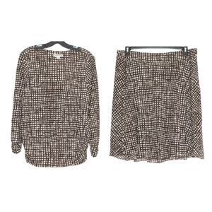 Pendleton Top Skirt Set Vintage Classic Minimalist Preppy Semi Sheer Brown XL 16